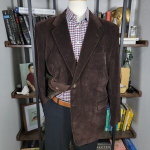 Stafford Men's Corduroy‎ Sport Coat Two Button Brown Cotton Size 46R